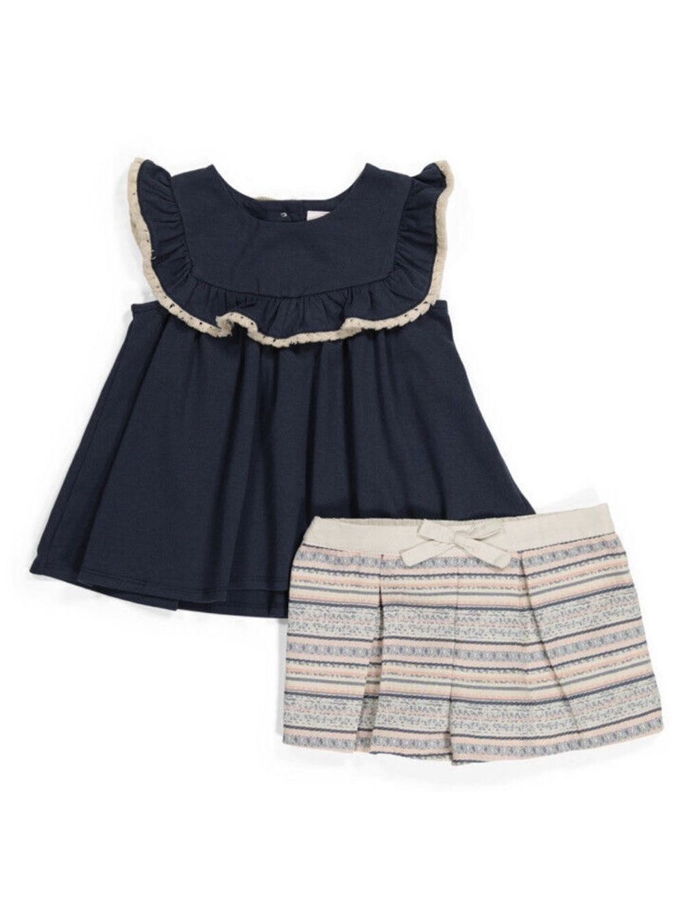 Tommy Bahama Baby Girls’ 2-Piece Ruffle Tunic and Striped Jacquard Short Set